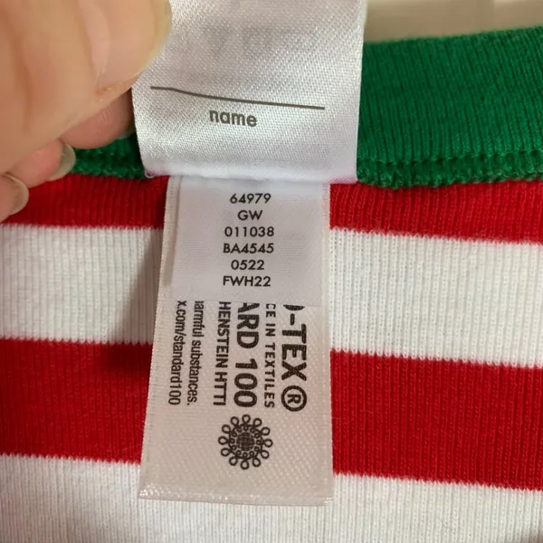 Hanna Andersson XL Red White Green Striped Long Sleeve Holiday Pajama Top‎ ONLY - Image 4