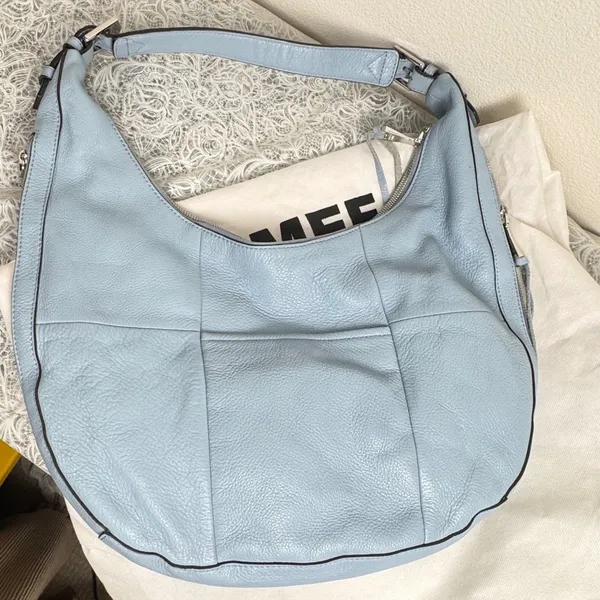 Aimee Kestenberg Tamitha Light Blue Pebbled Leather Hobo Shoulder Bag Festival - Image 3