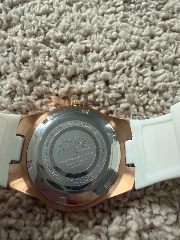 Invicta Rose Gold Dial Watch with White Strap - Image 4