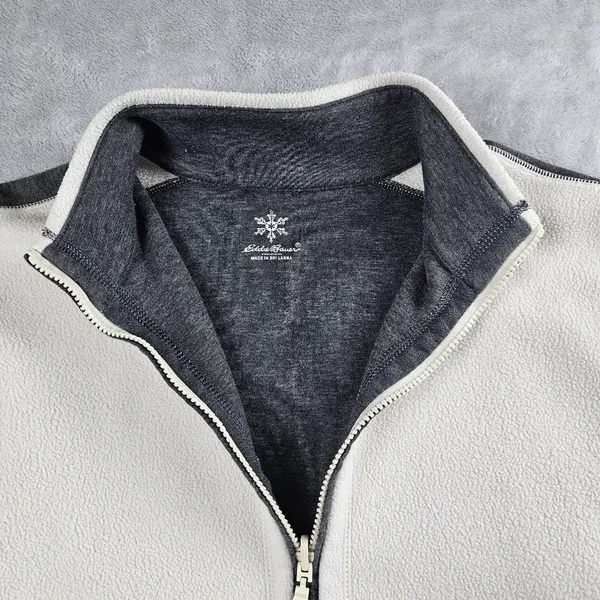 Eddie Bauer Reversible Long Sleeve 1/4 Zip Sweater Womens Size XL Gray/Cream - Image 7