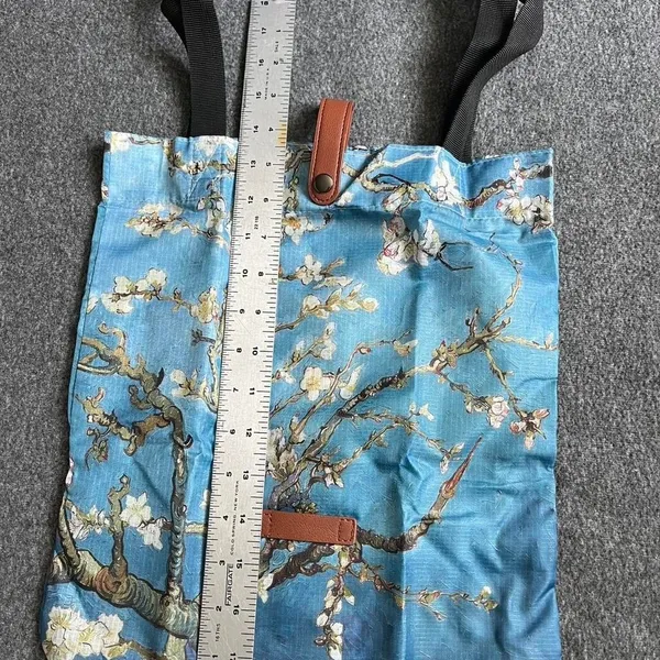 polyester Oil Painting Van Gogh Print Tote Reusable Shopping Bag Almond Blossom - Image 3