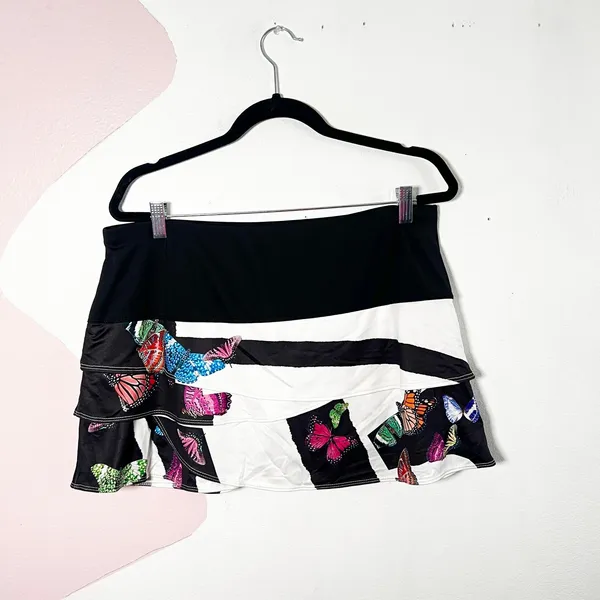 Lucky in Love Skirt Skort Womens XL White Butterfly Ruffles‎ Pickleball Tennis - Image 2