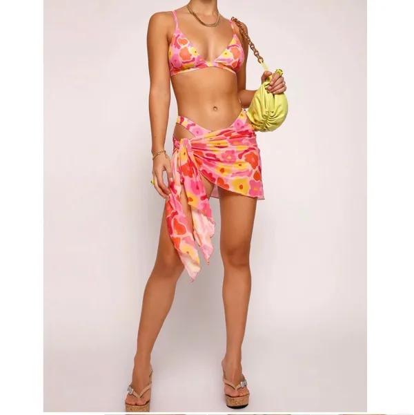 Tiger Mist Pink Floral Bikini Set - Image 4