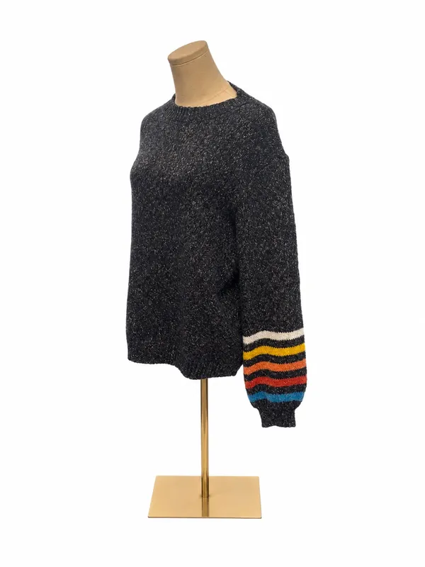 KORI America Striped Sleeve Marled Knit Sweater - Image 2