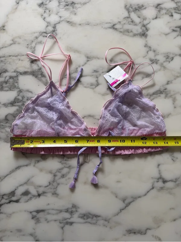 NWT Free People Intimately La Femme Lace Bralette Pink Lavender L Boho Coquette - Image 5