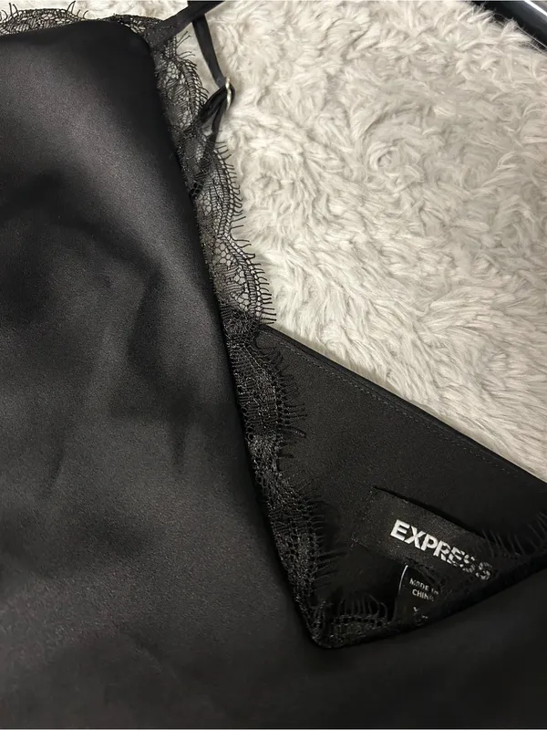 Express Black Eyelash Lace-Trim Cami Tank Top - Image 6