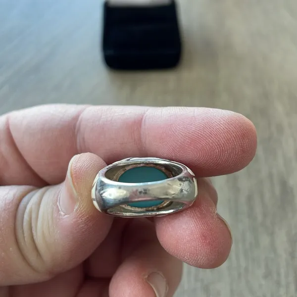 David Sigal Sterling Silver Enamel ring Blue Size 6 - Image 7