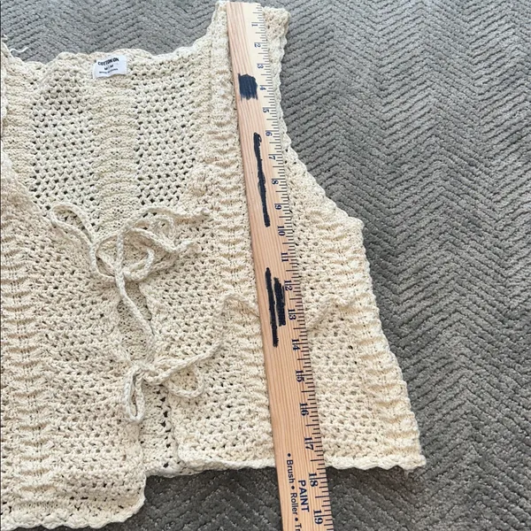 Cotton On Women’s Cream Crochet Vest Tie Front Vest Size M - Image 8