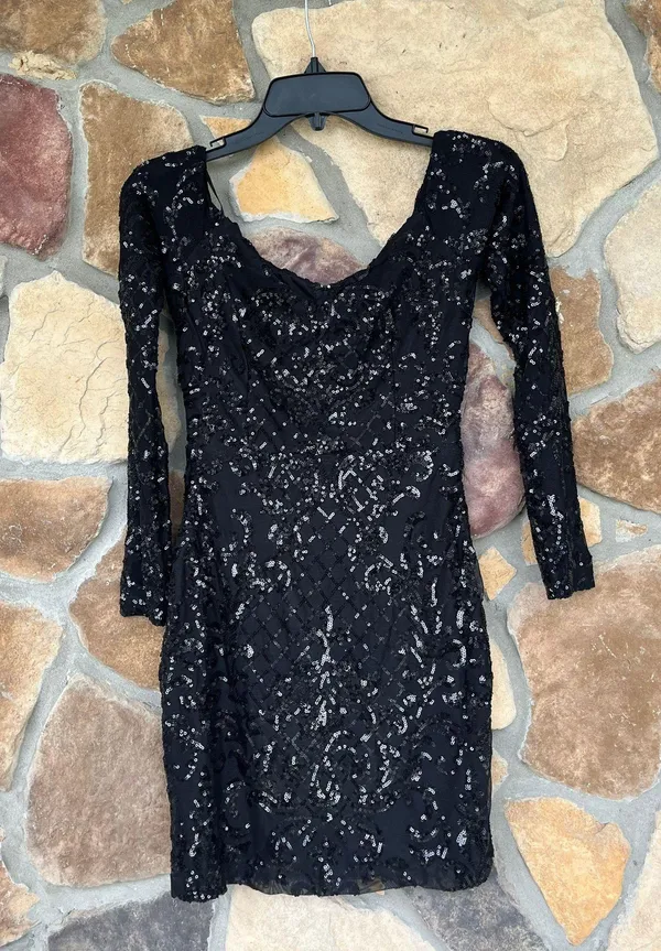 Windsor Black Sequin Mini Dress - Image 3