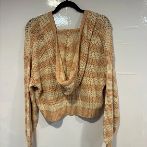 Billabong Mas Amor‎ Peach and Cream Striped Hooded Sweater - Image 4