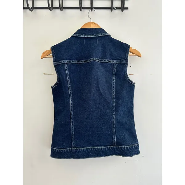 Madewell Denim Vest Dark Wash Button Front Jean XS Western Festival Concert - Image 2