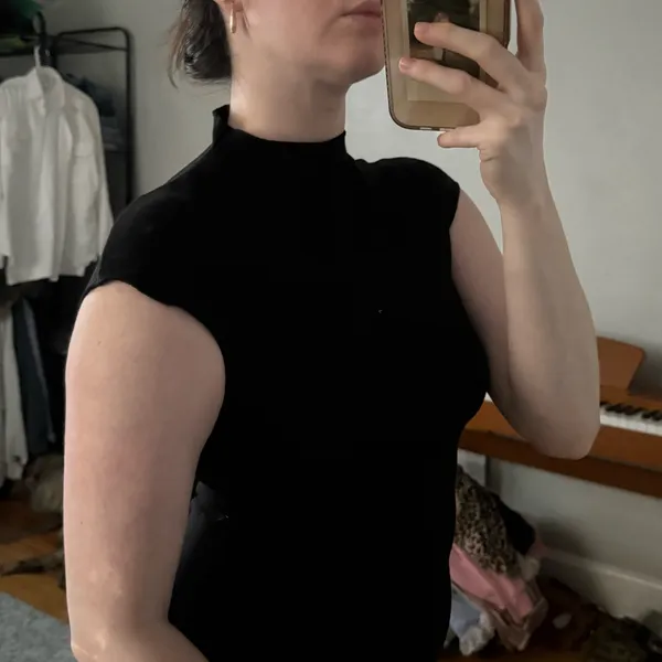 Zara Mock Neck Black Dress - Image 2