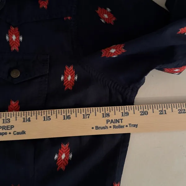 Ariat Real Mesmeric M Navy Blue Geometric Embroidered Western Shirt Long Sleeve - Image 5