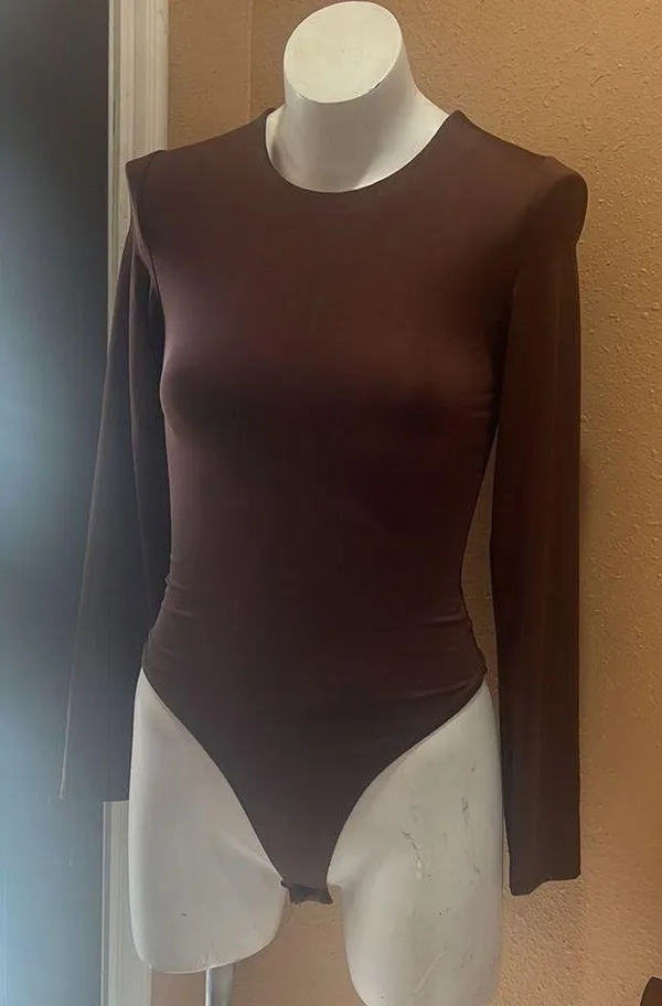 SWS contour brown long sleeve bodysuit Size M - Image 2