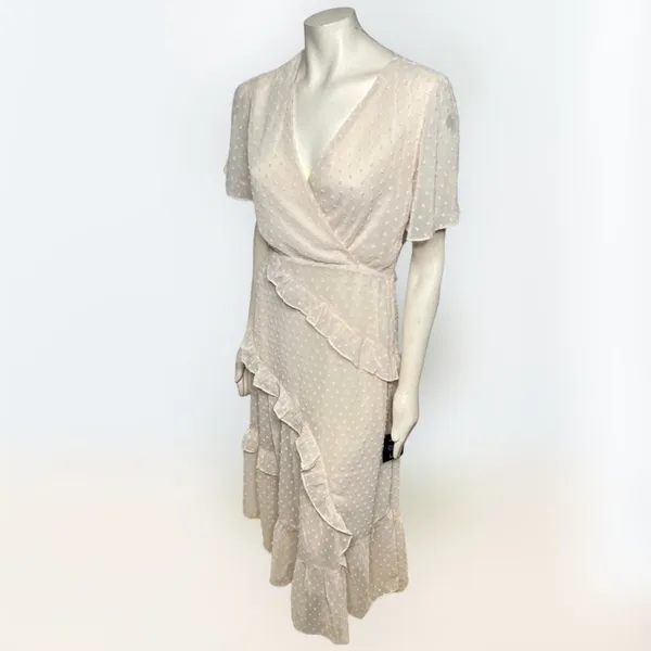 Lulus | Swiss Dot Ruffled Midi Dress in Cream NWT Style: Next to You - Image 6