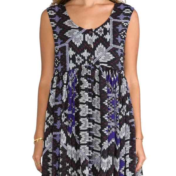 Free People Size Small Dress Take Me To Thailand Dress Purple Mini Boho 514‎ - Image 3