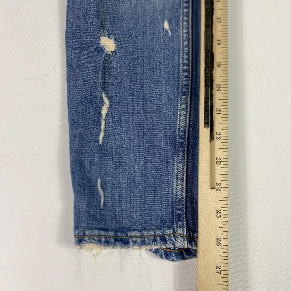 Zara Woman Jeans Womens 4 Blue Distressed Slim Tapered Crop Denim Medium‎ Wash - Image 7