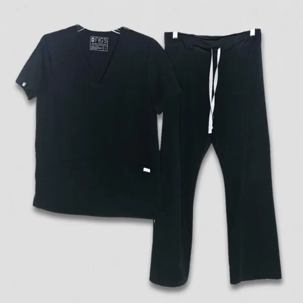 Figs Technical Collection Scrub Set Casma Top Straight Leg Pants Black sz S - Image 3