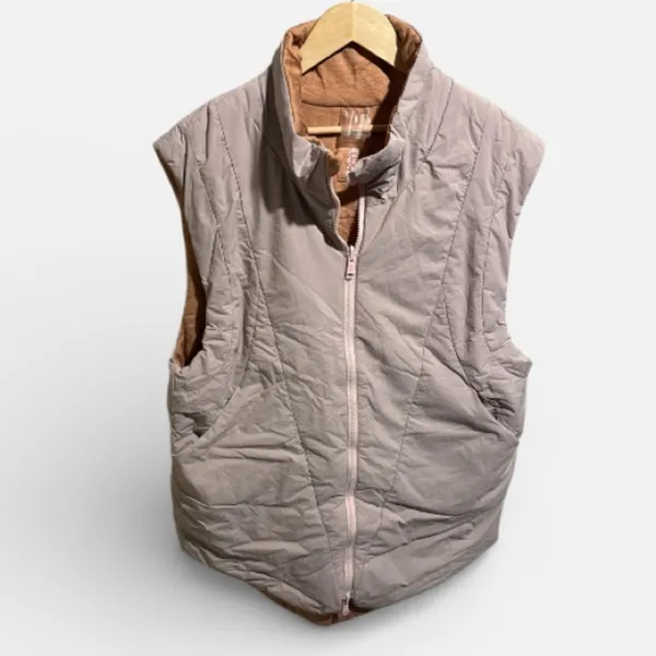 Free People vest slalom crystal ball puffer Pink taupe terra cotta reversible - Image 3
