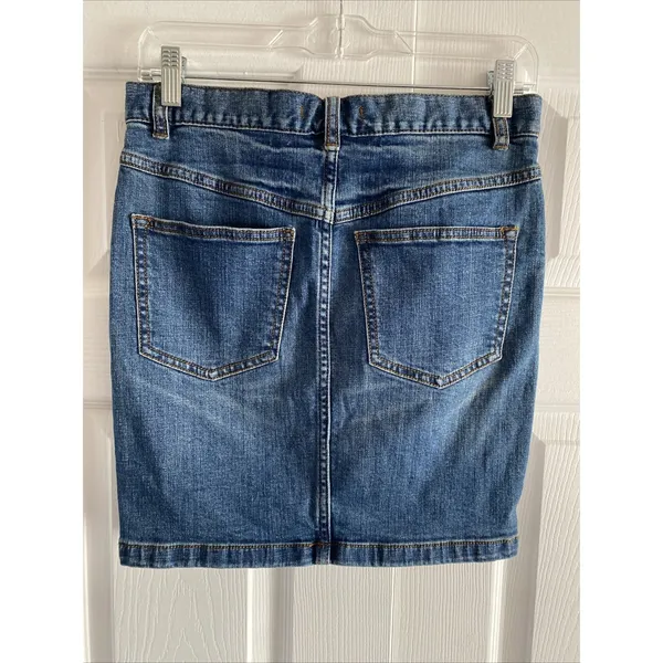 Free People Denim Mini Skirt Womens Size 0 Blue Medium Wash‎ Cotton Blend Casual - Image 6
