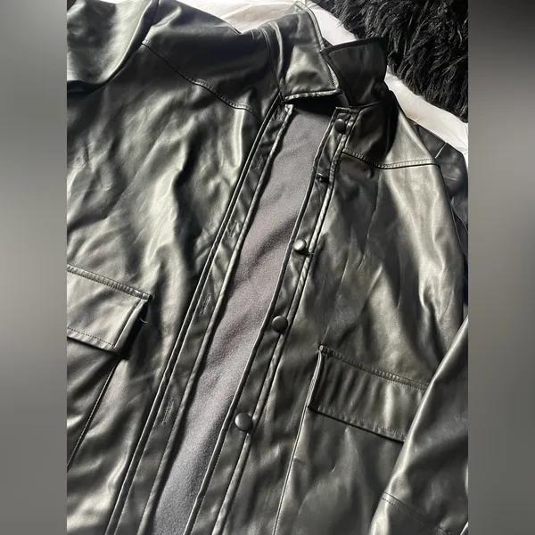 SheIn Black Faux Leather Jacket - Image 3