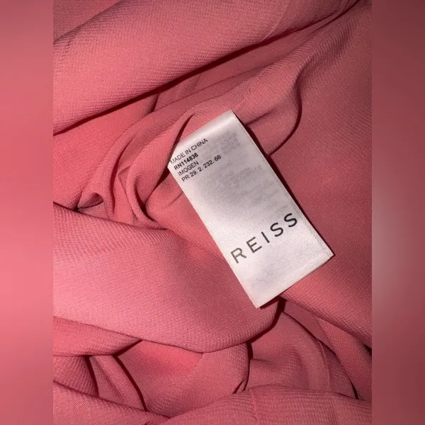 NEW Reiss Imogen Sleeveless Ruched Tailored Sheath MIDI Dress 0 Pink - Image 8