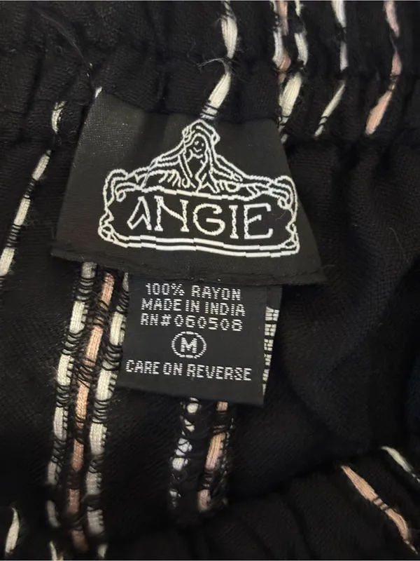 Angie Black Striped Rayon Cargo Jogger Pants Boho Size M - Image 2