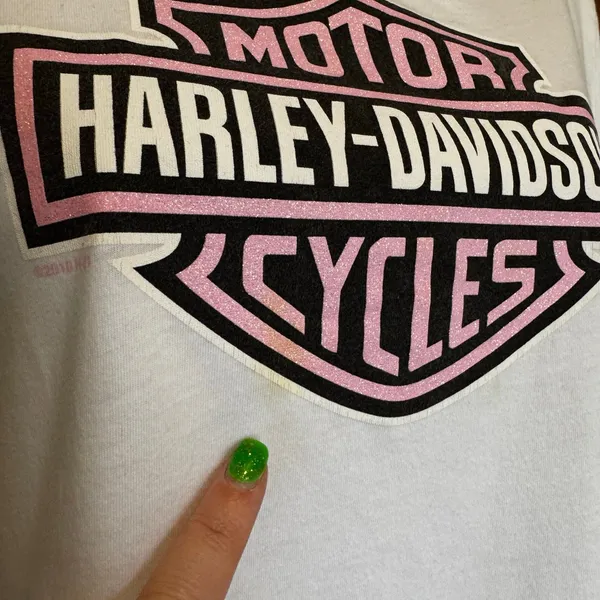 Harley Davidson T-Shirt Women Medium Dragon US 129 Good Glitter Logo Y2K Vintage - Image 4