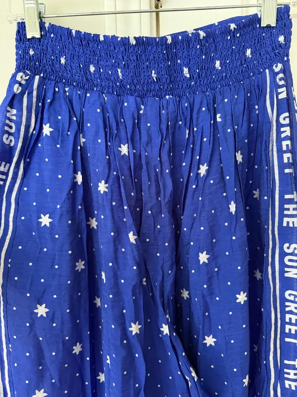 Anthropologie Celandine Sheer Smocked Star-Print Balloon Pants, Size S - Image 14