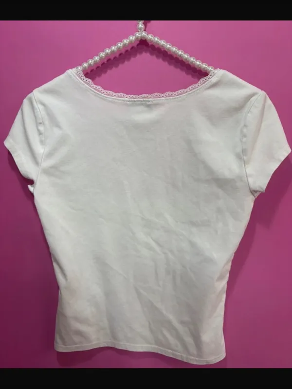 Edikted Priscilla White Lace-Trim Scoop Neck Women's Top - Image 3