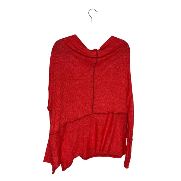 We The‎ Free Free People Thermal Top Womens Small Red Excellent Cowl Neck Ribbed - Image 4