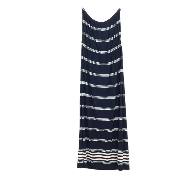 J.Crew Navy Blue Striped Strapless Maxi Dress Large Nautical Beach Summer - Image 4