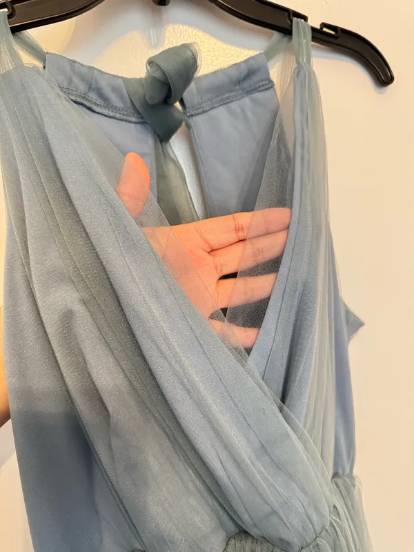 Lulus Elegant Ambiance Slate Blue Tulle A-Line Midi Dress Size Medium - Image 8