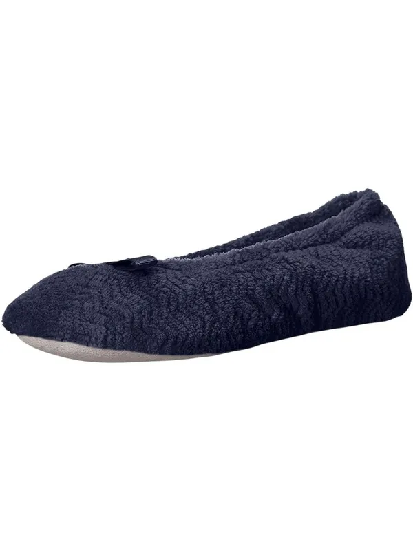 NWT Isotoner Microterry Gemma Ballerina Slippers Navy Blue Chevron M (6.5-7.5) - Image 2