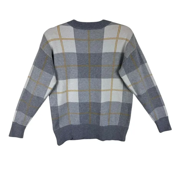 Rachel Zoe Plaid‎ Long Sleeve Thick Knit Round Neck Pullover Sweater Size XS - Image 2