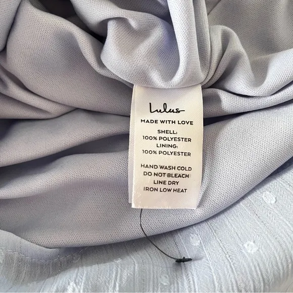 NWT Lulus Closer Look Light Blue Swiss Dot Tie-Sleeve Split Back Romper LARGE‎ - Image 13