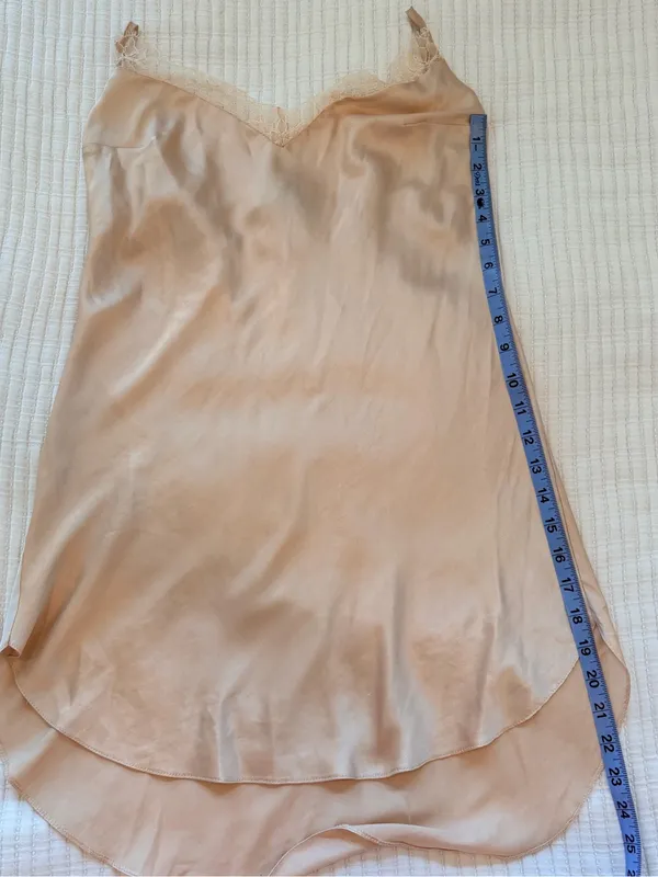 Victoria's Secret Y2K Vintage Silk Lace-Trim Slip Dress Blush Tan Women’s Small - Image 9