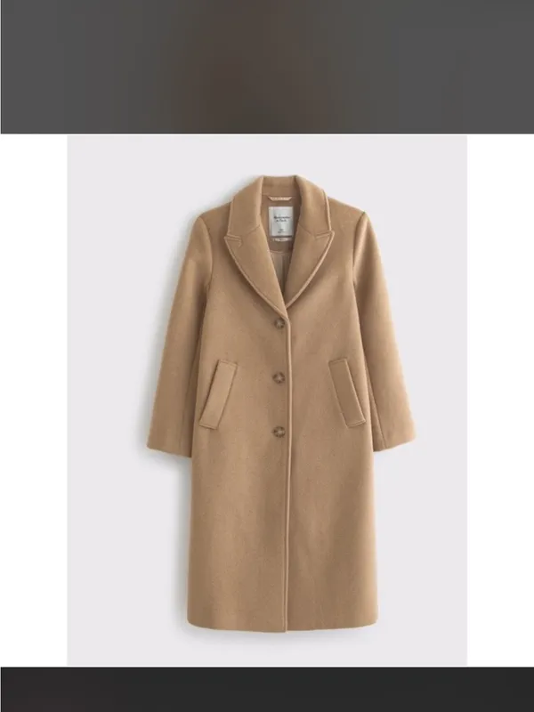 Abercrombie & Fitch Classic Women's Tan Wool-Blend Long Dad Coat - Image 5
