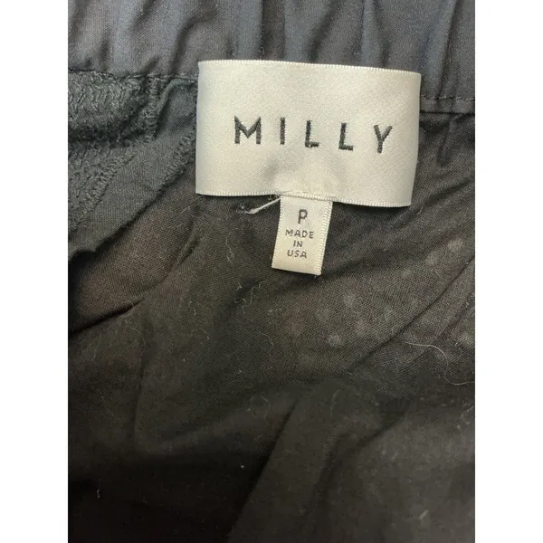 Milly Black Eyelet Cotton Mini Dress 3/4 Puff Sleeve Elastic Waist Pockets‎ P - Image 6