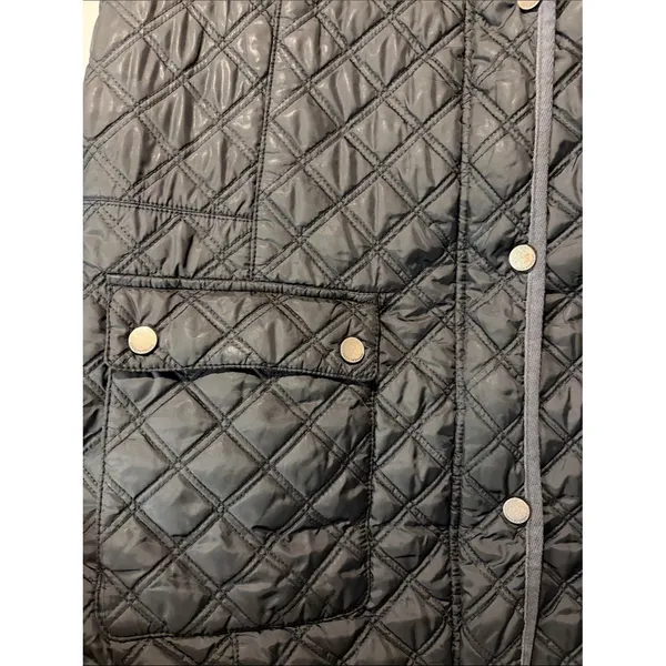 Lucky Brand Black Quilted Jacket Full Button + Snaps Pockets Lined Size XXL - Image 7