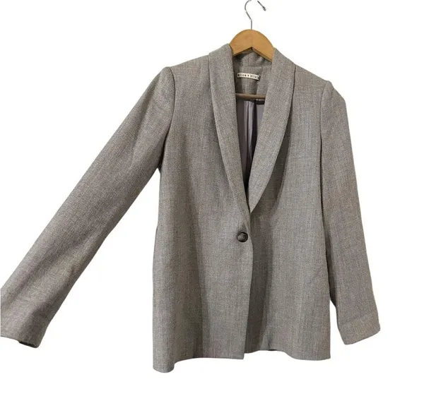 ALICE + OLIVIA Marion Wool Gray Blazer Jacket Coat - Image 3