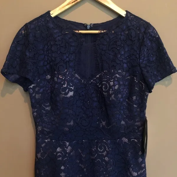 NWT J S‎ Collections Navy Lace Cocktail Dress Sz 2 - Image 5