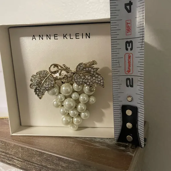 Anne Klein Grape Crystal Pearl Brooch Pin - Image 3