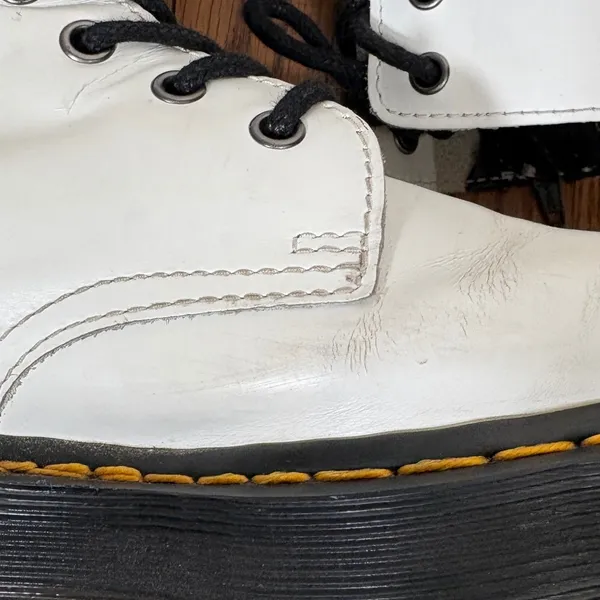 Dr. Martens‎ Jadon Platform Boots Polished Smooth Leather White Women's size 8 - Image 10