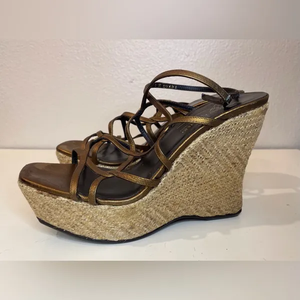 Donald J. Pliner Women’s Shaba Bronze‎ Straps Platform Wedge Sandals Size 7.5 - Image 2