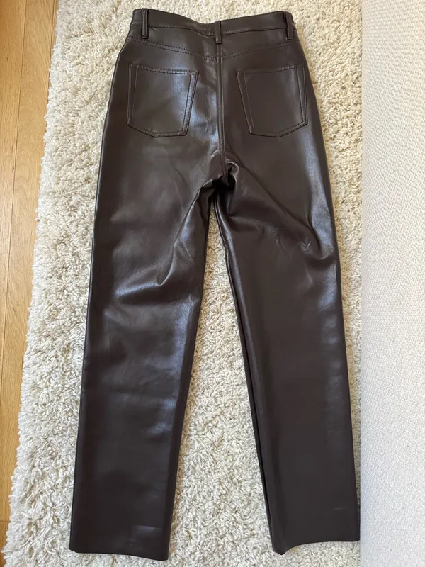 Aritzia Leather Wilfred Melina Pants Vegan Brown - Image 3