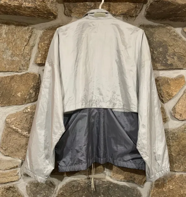 ASICS Vintage Grey/Orange Thin Lightweight Windbreaker Jacket w/ Embroidered Logo - Image 7