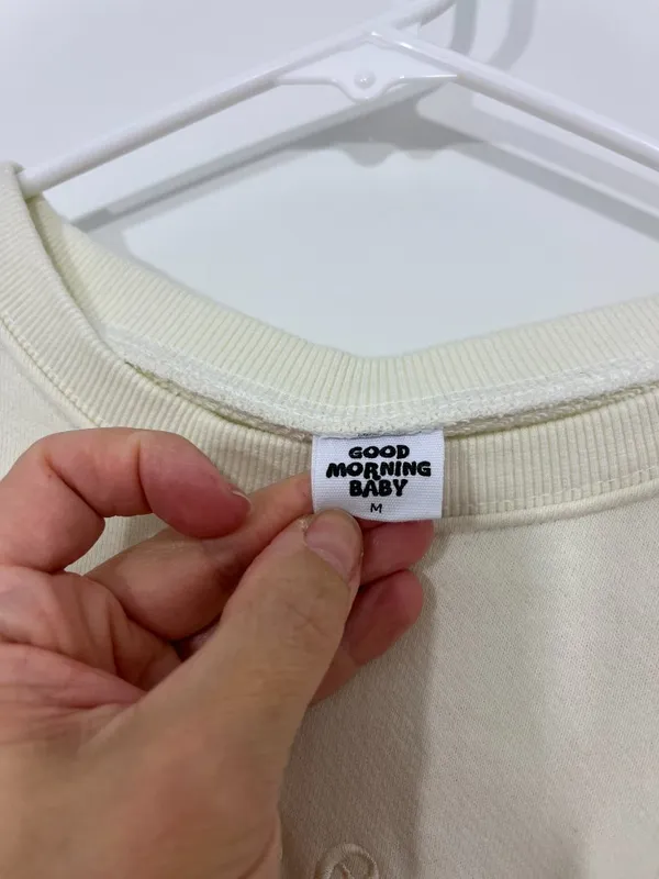 Good Morning Baby Anxious Mom Club Medium Cream Sweatshirt Shorts Lounge Set - Image 7