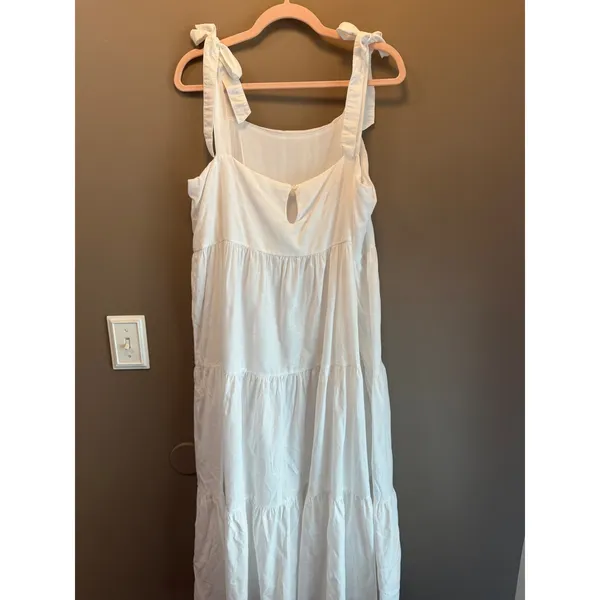 Label of Love White Starfish Textured Tiered Maxi Dress Tie Shoulder XL - Image 6