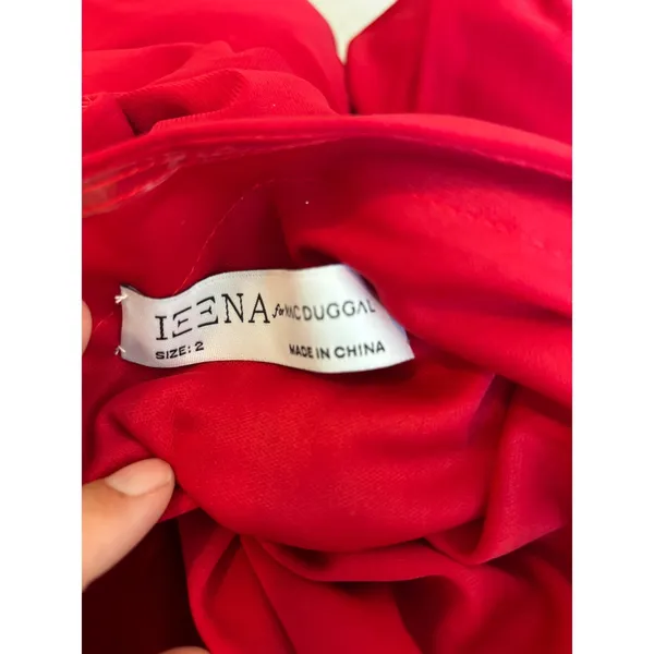 NWT Ieena for Mac Duggal Gown 2 Red Rhinestone‎ Halter Slit Evening Dress 26533 - Image 4
